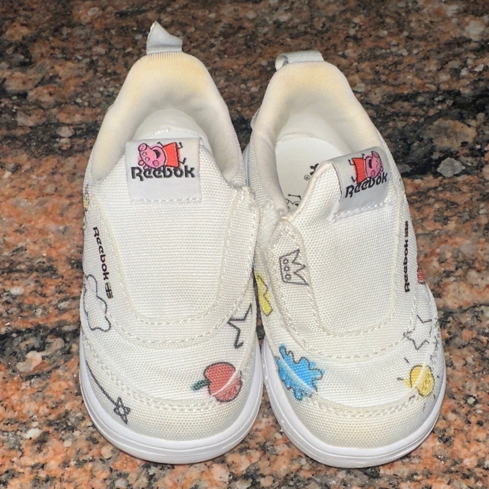Reebok Kids White Sneakers with Colorful Accents